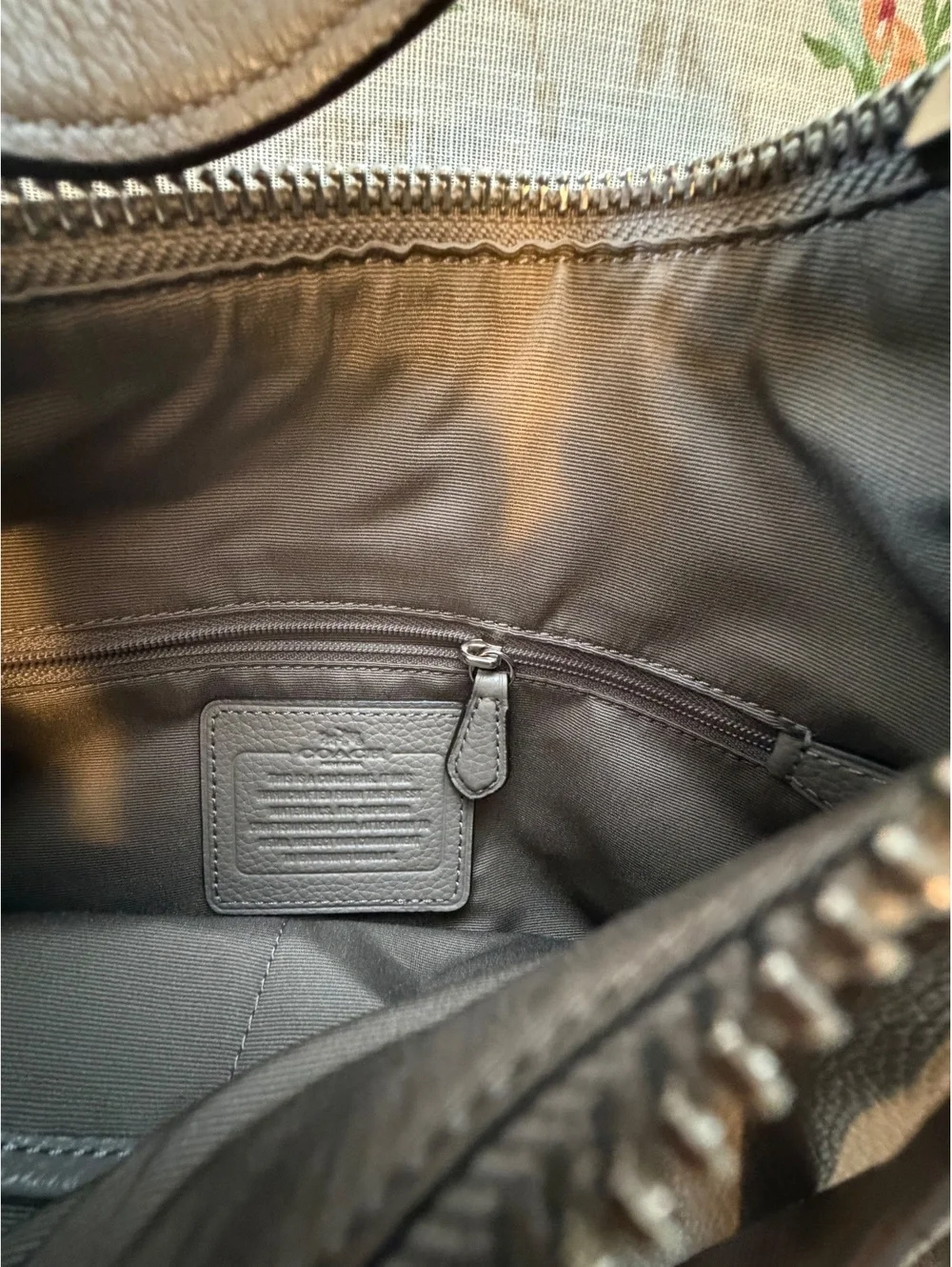 Coach Pebbled Leather Shoulder Bag in Taupe